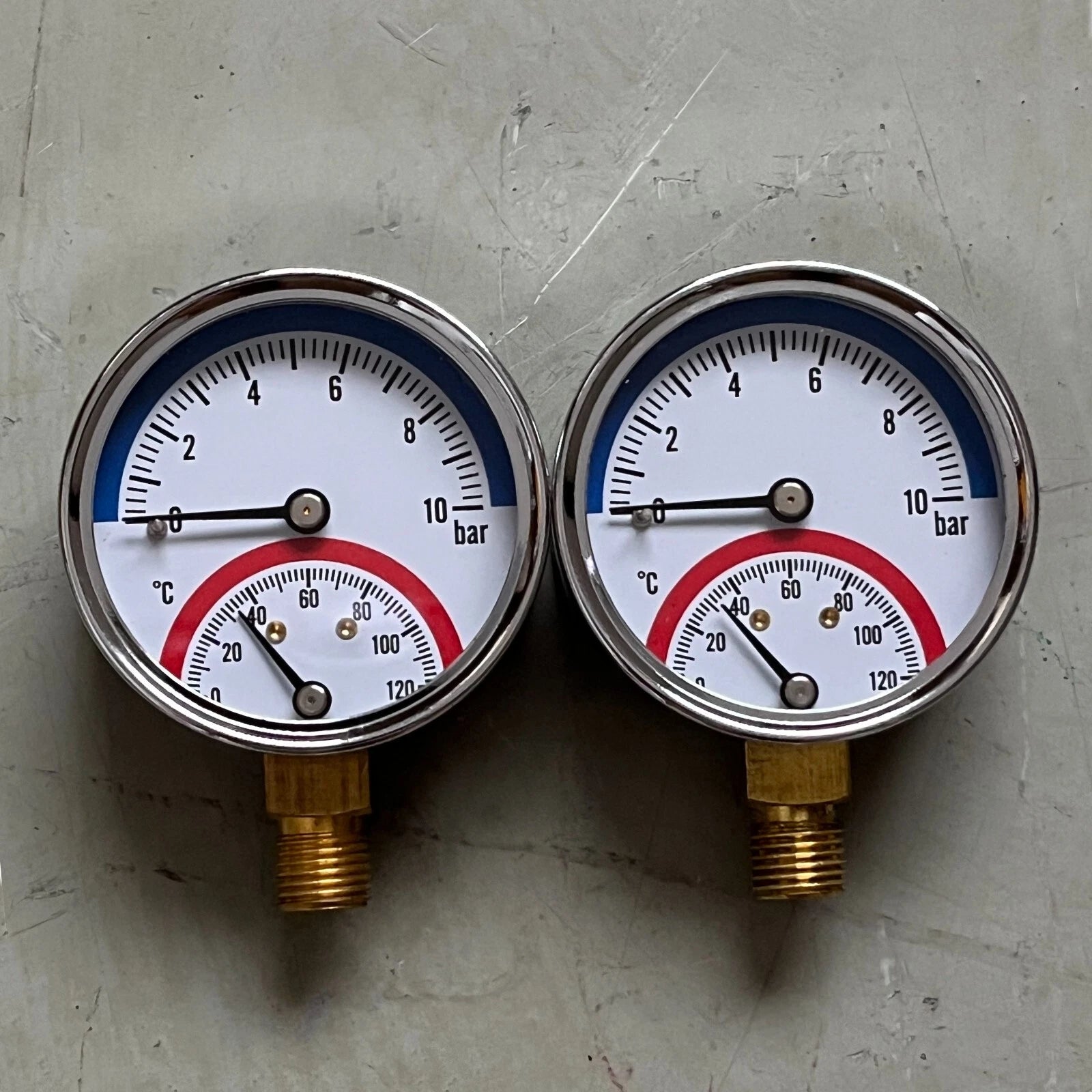 60mm 0-120C 0-10bar Side/Rear Entry 1/2" BSP Thermomanometer Temperature Gauge