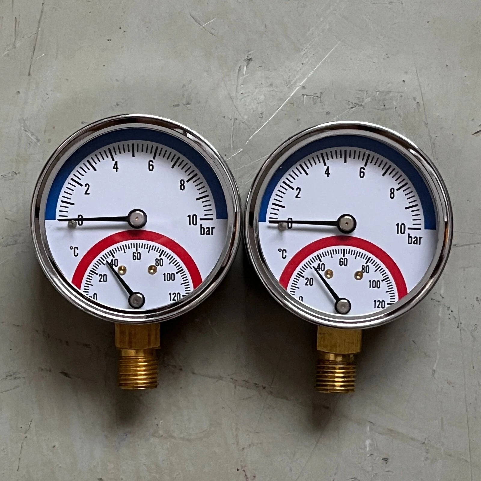 60mm 0-120C 0-10bar Side/Rear Entry 1/2" BSP Thermomanometer Temperature Gauge