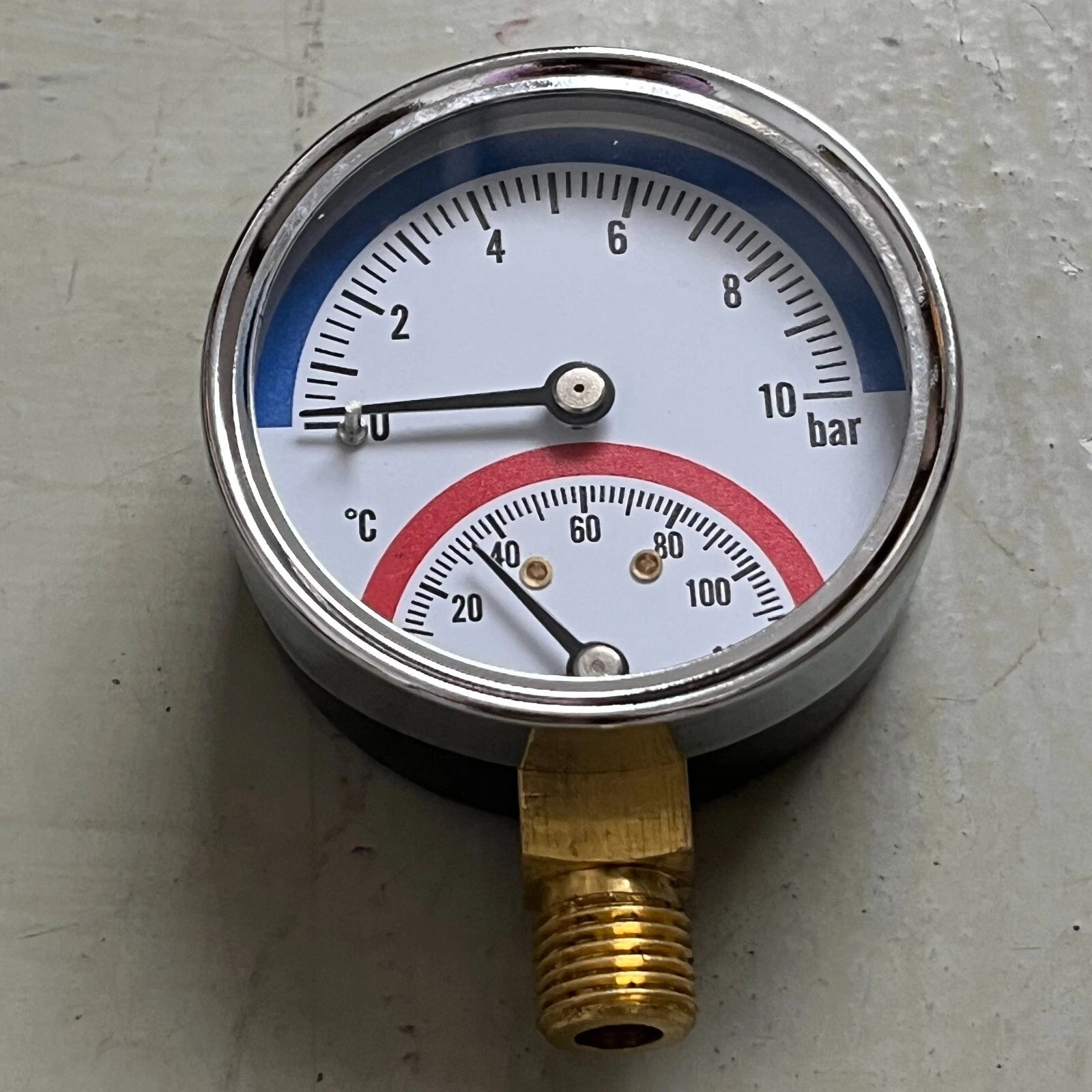60mm 0-120C 0-10bar Side/Rear Entry 1/2" BSP Thermomanometer Temperature Gauge