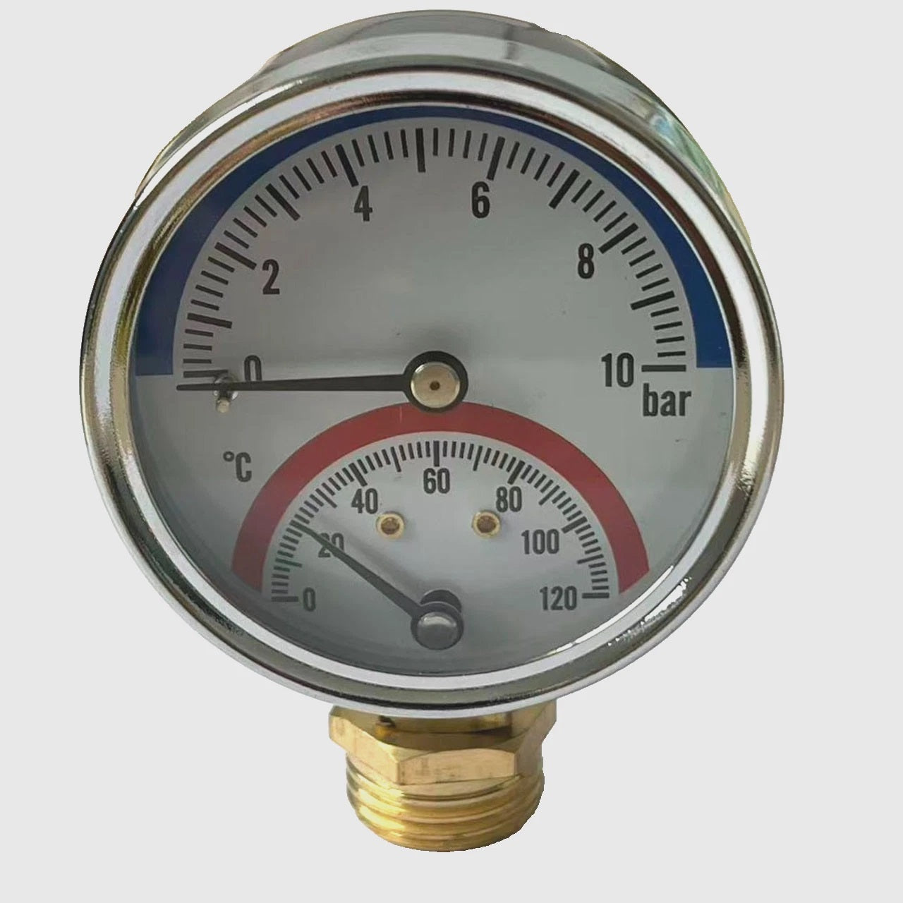 63mm 0-120℃ 0-10bar Side/Rear Entry 1/2" BSP Thermomanometer Temperature Gauge