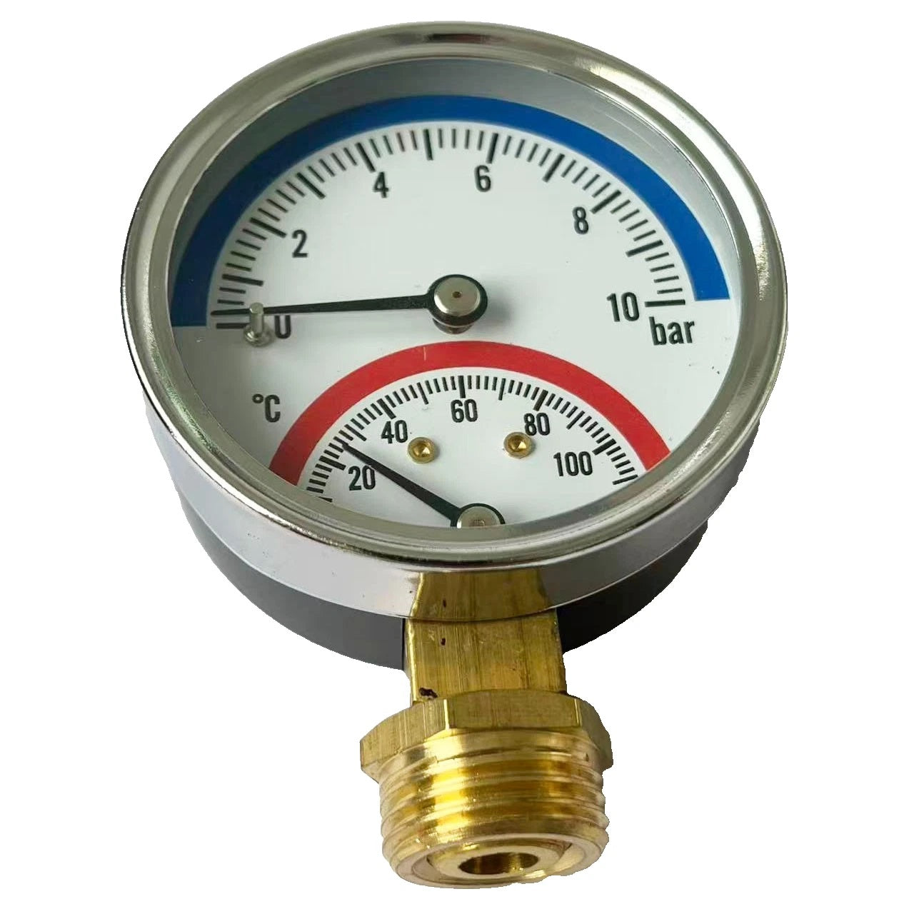 63mm 0-120℃ 0-10bar Side/Rear Entry 1/2" BSP Thermomanometer Temperature Gauge