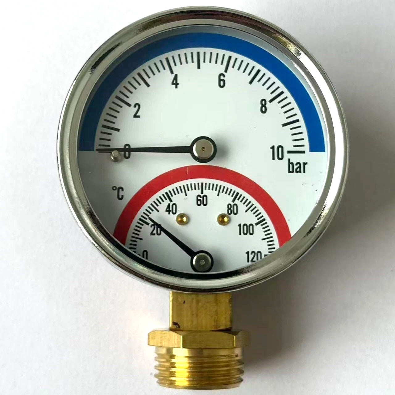 63mm 0-120℃ 0-10bar Side/Rear Entry 1/2" BSP Thermomanometer Temperature Gauge